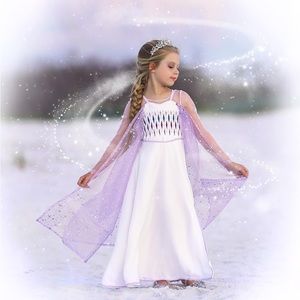 Makena Lane Elsa Inspired Dress with Removable Cape